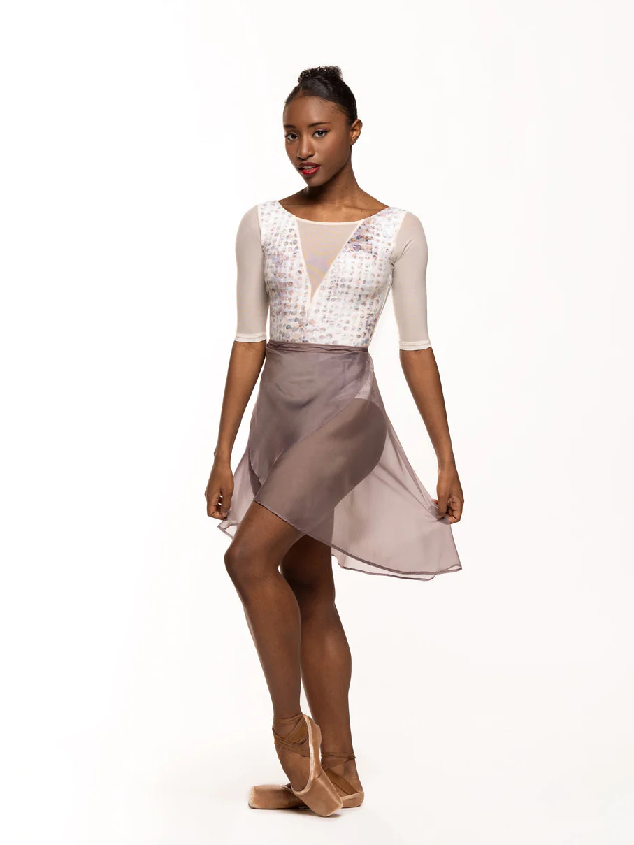 Vienna Mid High-Low Wrap Skirt Truffle Chiffon RTW - Image 5