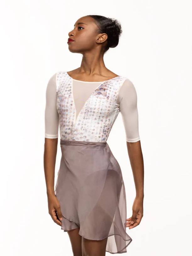 Vienna Mid High-Low Wrap Skirt Truffle Chiffon RTW - Image 6