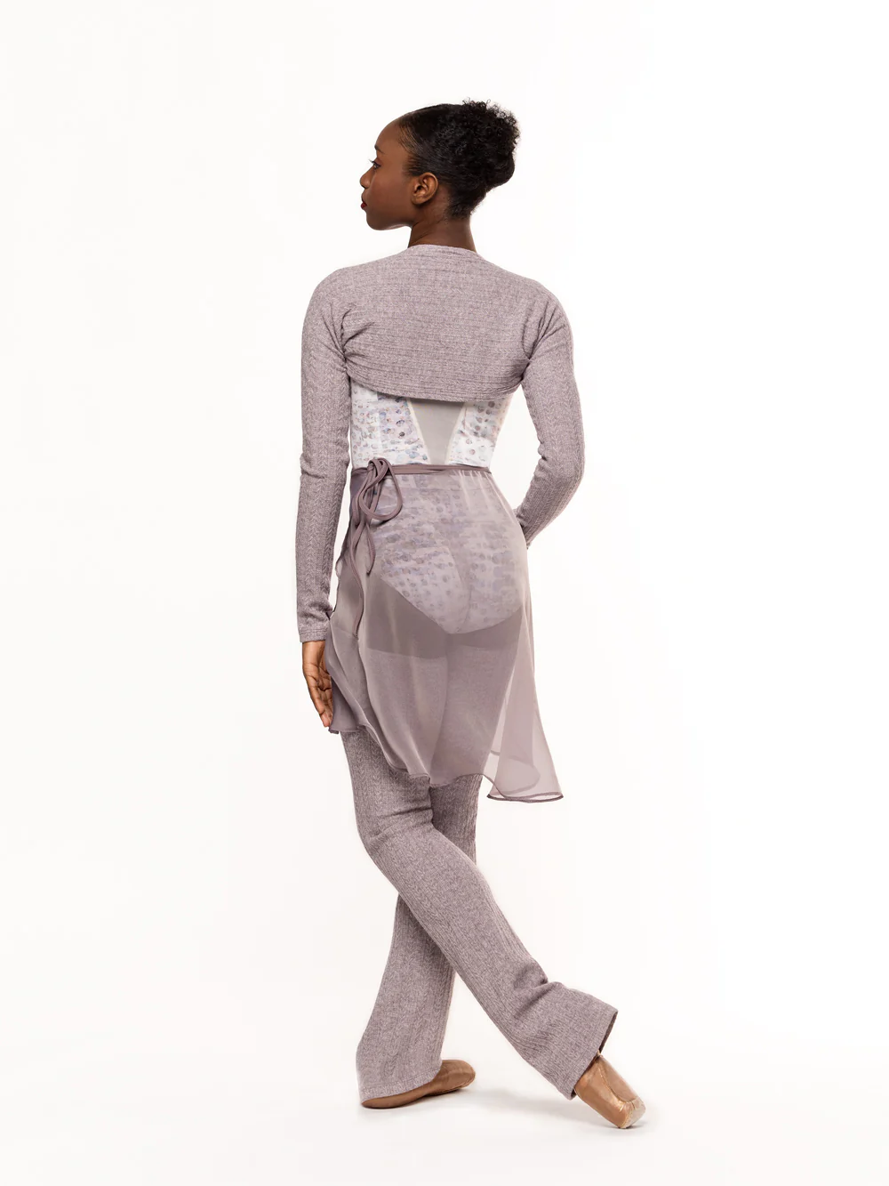 Vienna Mid High-Low Wrap Skirt Truffle Chiffon RTW - Image 8