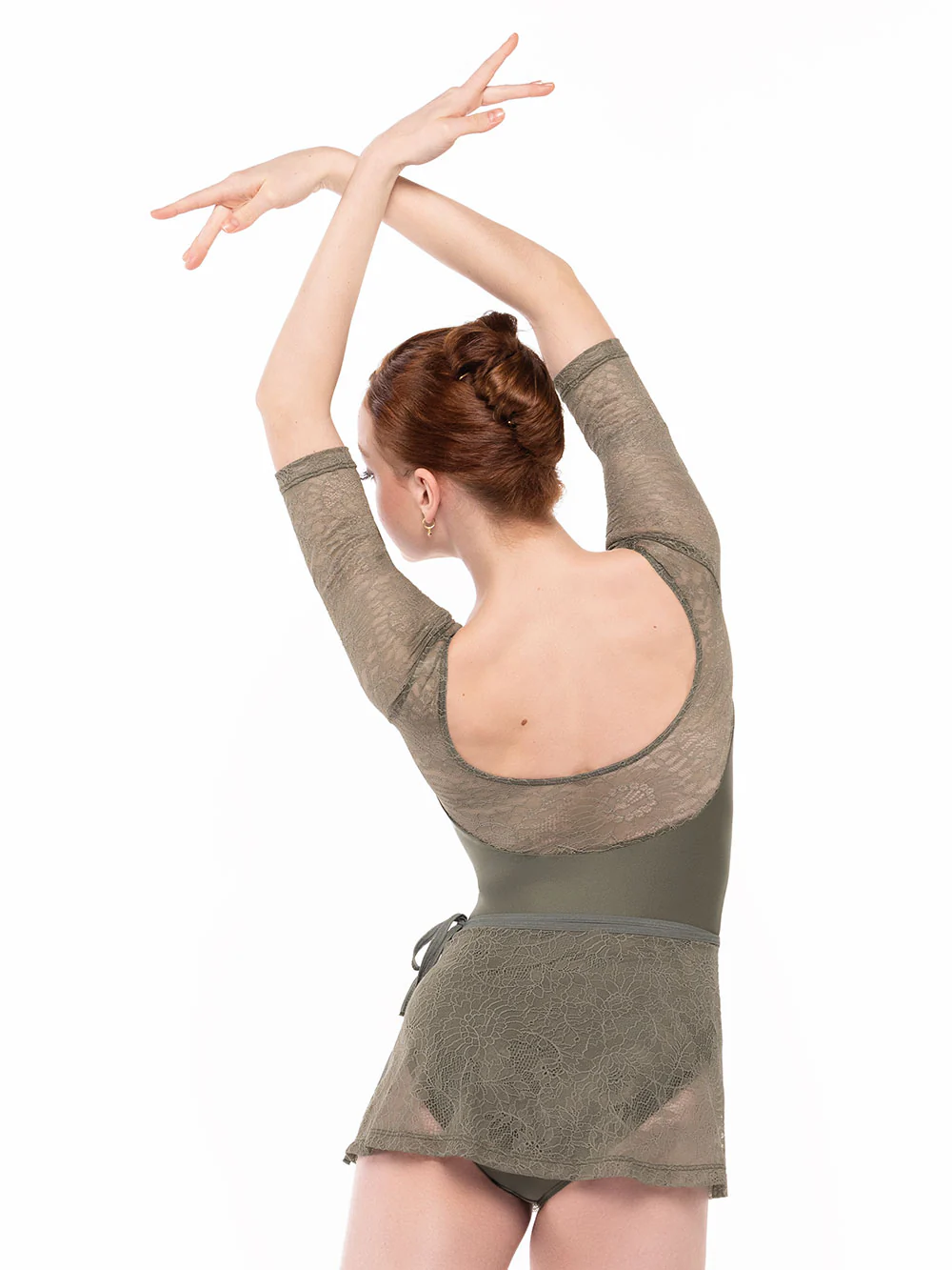 Vienna Short Wrap Skirt Dusty Olive Lace RTW - Image 2