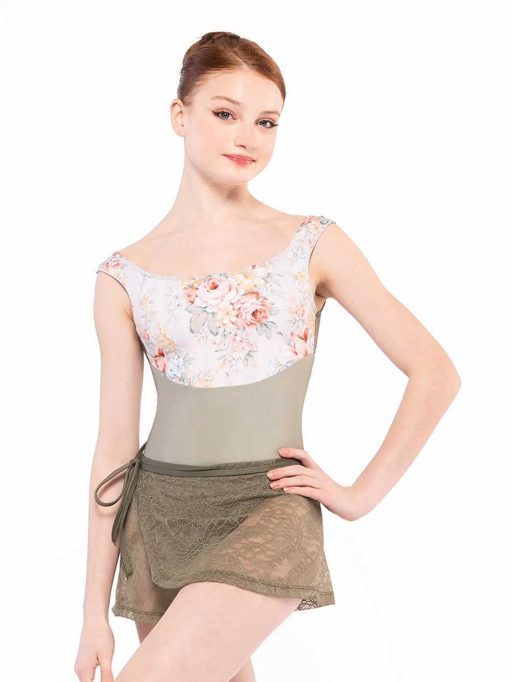 Vienna Short Wrap Skirt Dusty Olive Lace RTW - Image 4