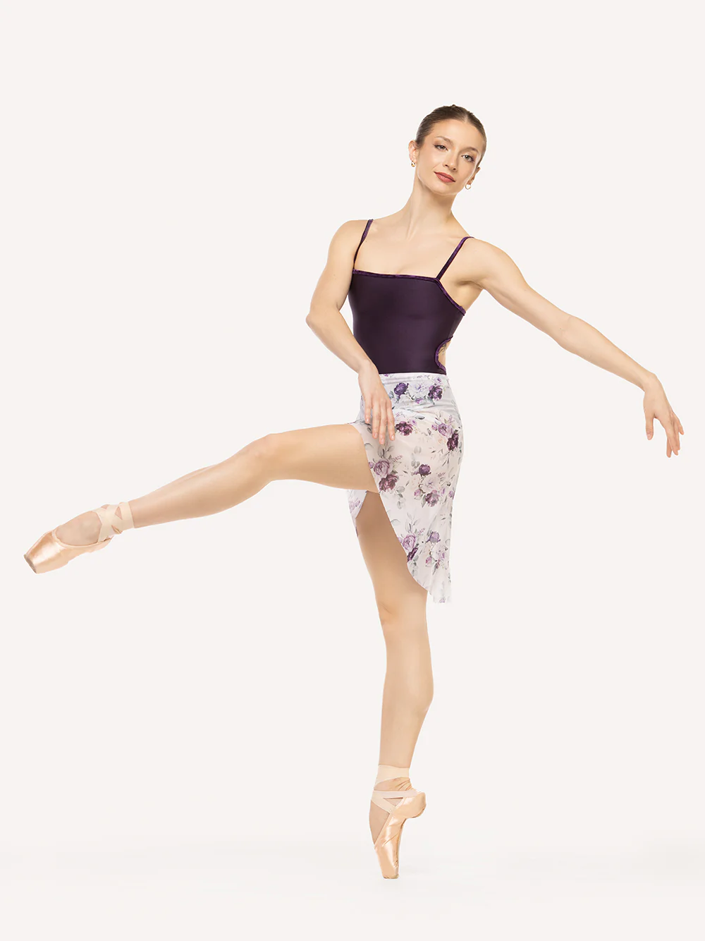 Vienna Mid High-Low Wrap Skirt Moonlit Garden White Mesh RTW - Image 3